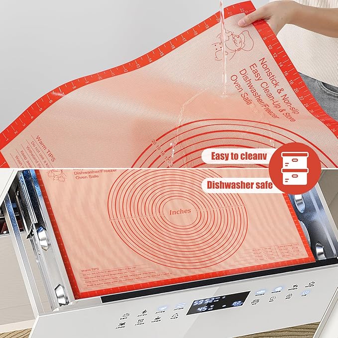 Silicone Pastry Mat 36x24 Inch Extra Large Baking Mat, Nonstick Kitchen Counter Kneading Board, Perfect for Dough, Pastry, Dough Rolling, Fondant, Pie Crust, Fondant, Cookies, Bread, Pasta, Pizza