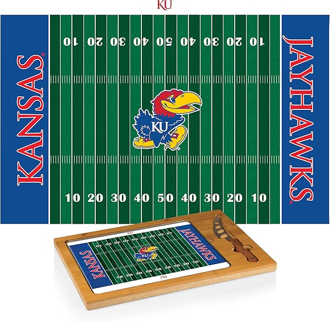 PICNIC TIME NCAA Icon Glass Top Cutting Board & Knife Set, Cheese Boards Charcuterie Boards, Serving Platter, (Parawood & Bamboo)