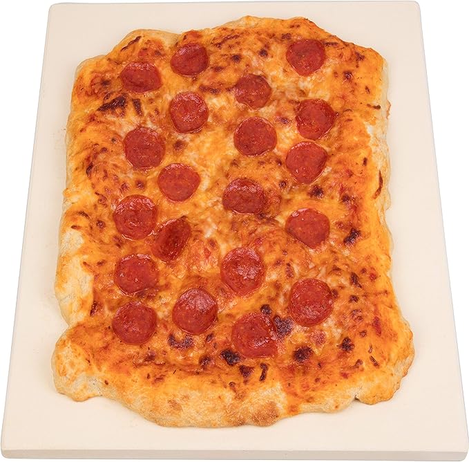 CucinaPro Pizza Stone for Oven, Grill or BBQ- 1/2" Extra Thick Cordierite Rectangular Baking Stone for Better Cooking- 15" x 12" Pan- Holds High Temp For Crispy Crust- Kitchen Tool Essential Must Have