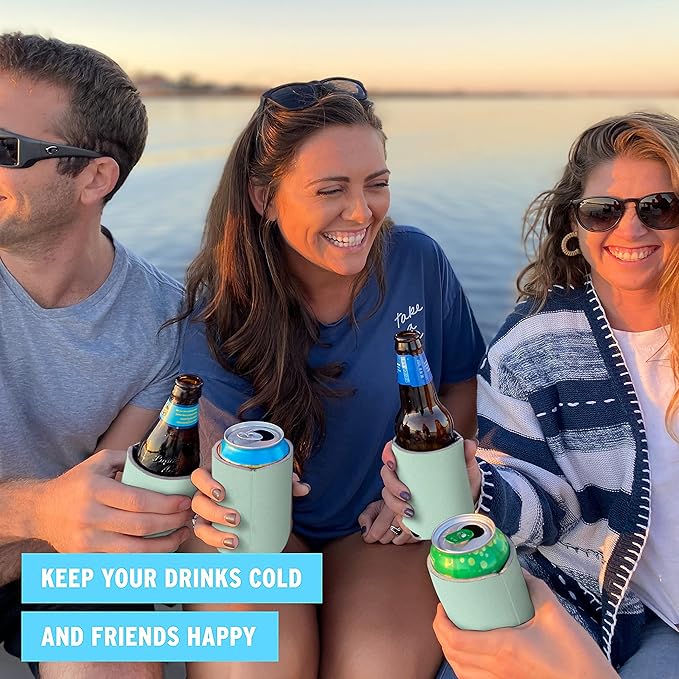 Blank Beer Can Cooler Sleeves (60-Pack) Soft Insulated Beer Can Coolies - HTV Friendly Blank Koolies in Bulk for Beer Cans & Bottles - Coolie Blanks for Vinyl Projects & Wedding Favors (Mint)