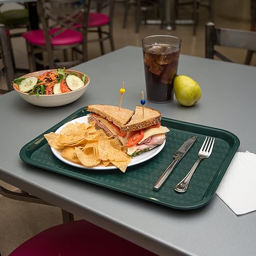Carlisle FoodService Products CT121608 Cafe Standard Plastic Cafeteria/Fast Food Tray, NSF Certified, BPA Free, 16" Length x 12" Width, Forest Green (Pack of 24)