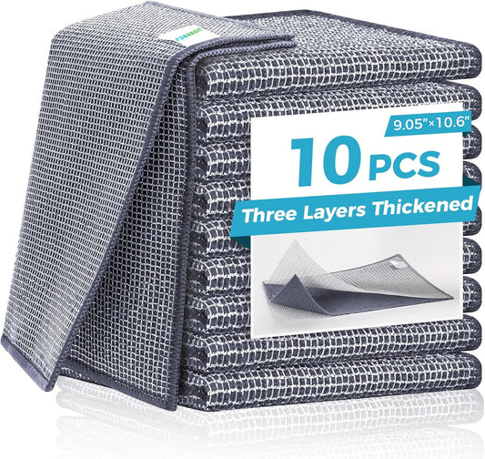 10 Pcs New Upgrade 3-Layer Non Scratch Wire Dishcloth,Wire Dishwashing Rag, Non-Scratch Wire Dishwashing Rags for Wet and Dry, Kitchen Cleaning Dish Rags for Cookware,Sinks, Dishes, Stove