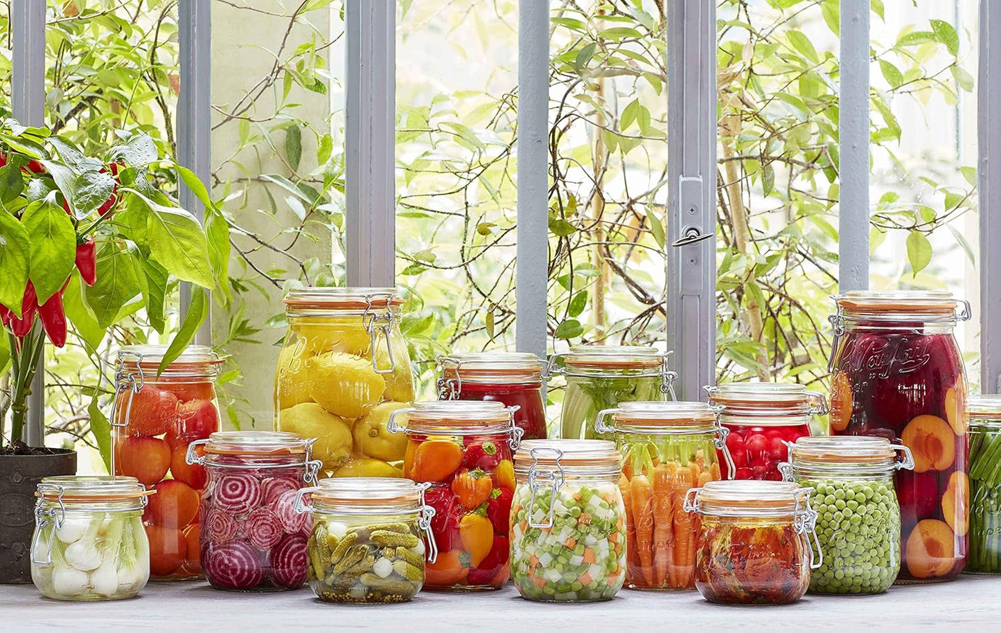 Le Parfait Super Jar, Canning Jars, 500mL French Glass Canning Jar w/Round Body, Glass Jars With Airtight Lid, Canning Jars Wide Mouth, Glass Jar w/Lid, Clear Jars, Clear Glass Jars (16oz/Pint, 6 pk)