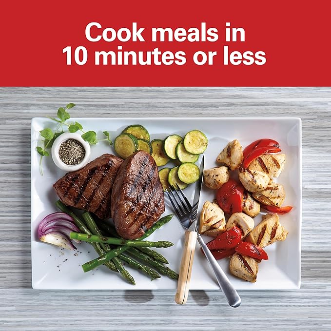 Hamilton Beach Panini Press, Sandwich Maker & Electric Indoor Grill, Upright Storage, PFAS-Free Nonstick Easy Clean Grids, Stainless Steel (25410)
