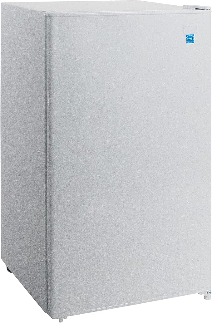 West Bend Mini Fridge Compact Refrigerator for Home Office or Dorm, with Reversible Door, Energy Star Rated, 3.3-Cu.Ft., White