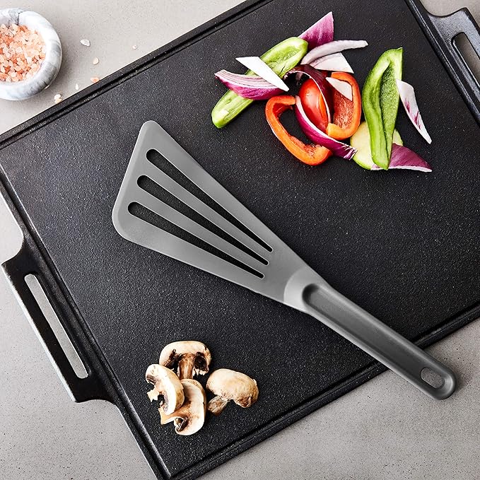 Mercer Culinary Hell's Tools Hi-Heat Slotted Spatula, 12 Inch x 3.5 Inch, Gray